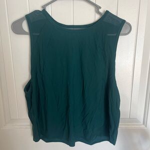 Women’s Sleeveless Mesh Yoke Tank Top - Deep Teal Size M No Tags Cropped